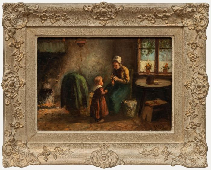 Framed 19th Century Oil - Mother Will Fix It