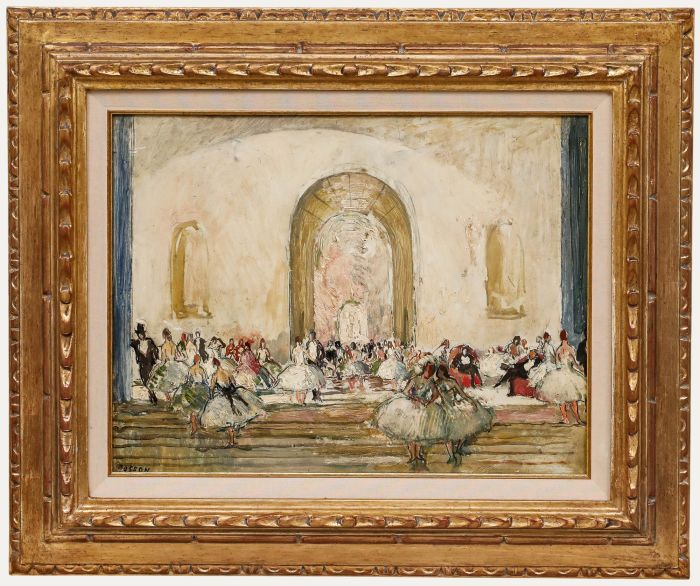 Marcel Cosson - Framed Mid 20th Century Oil, The Ballroom Foyer