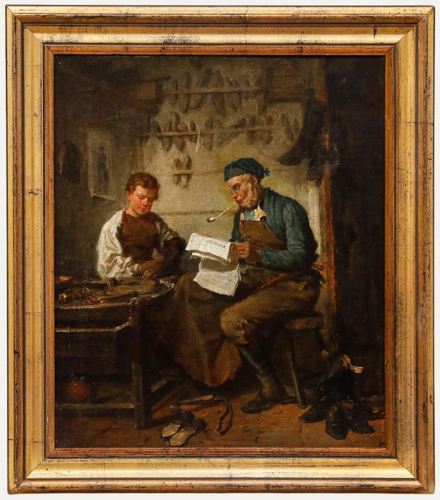 Gérard Jozef Portielje - Late 19th Century Oil, The Cobbler's Workshop