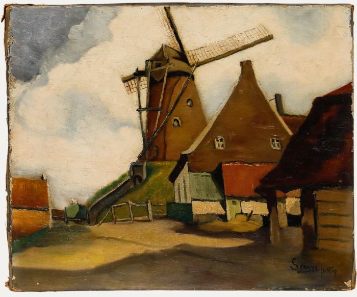 Senave Justin - Early 20th Century Oil, The Village Mill