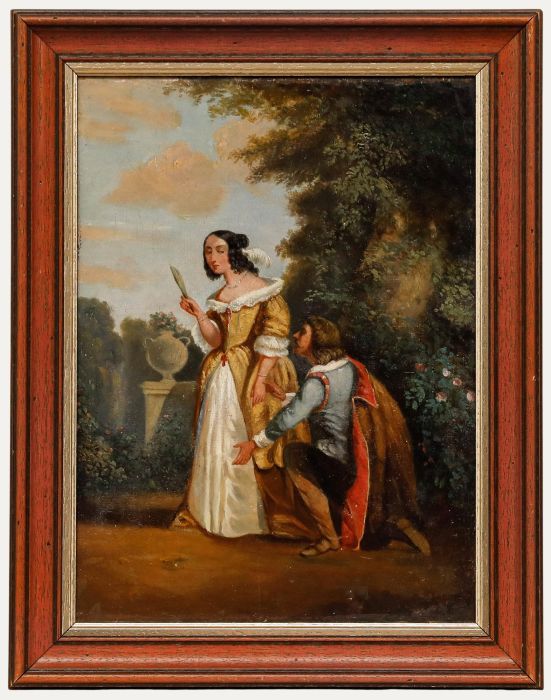 Framed 19th Century Oil - Courtly Love