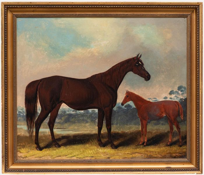 Samuel Spode - Framed Mid 19th Century Oil, Horse & Foal