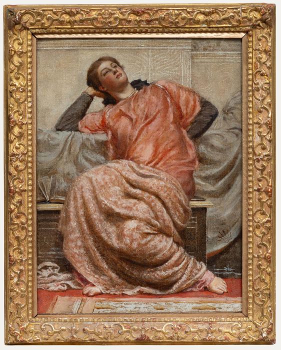 Albert Joseph Moore - Framed Early 20th Century Oil, An Open Book