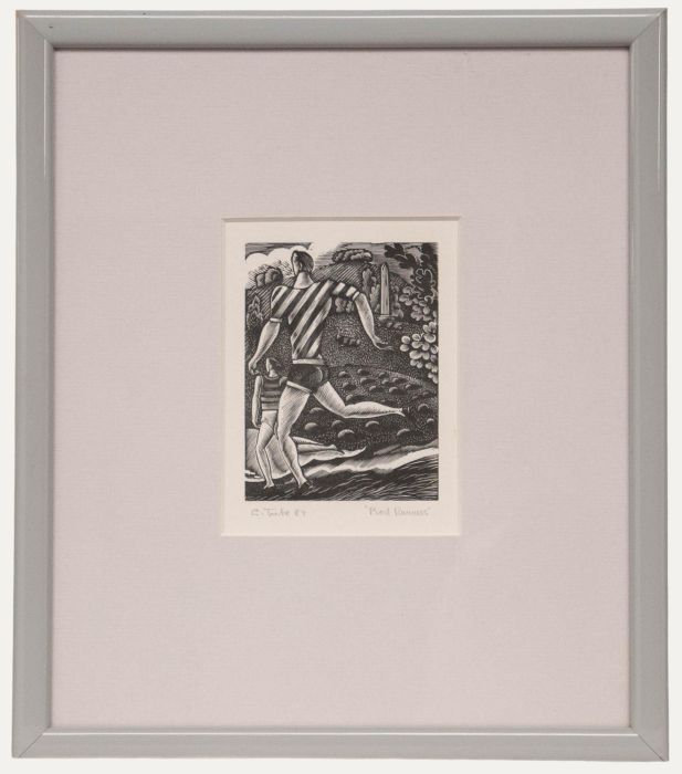 George William Tute - Framed 20th Century Wood Engraving, Pied Runners