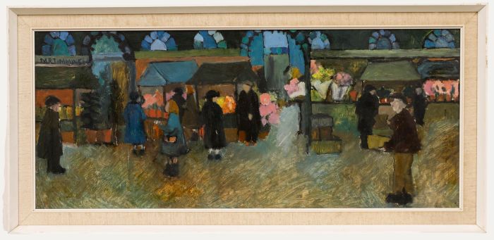 Marjorie R. Timmins - Framed Mid 20th Century Oil, A Lancashire Market