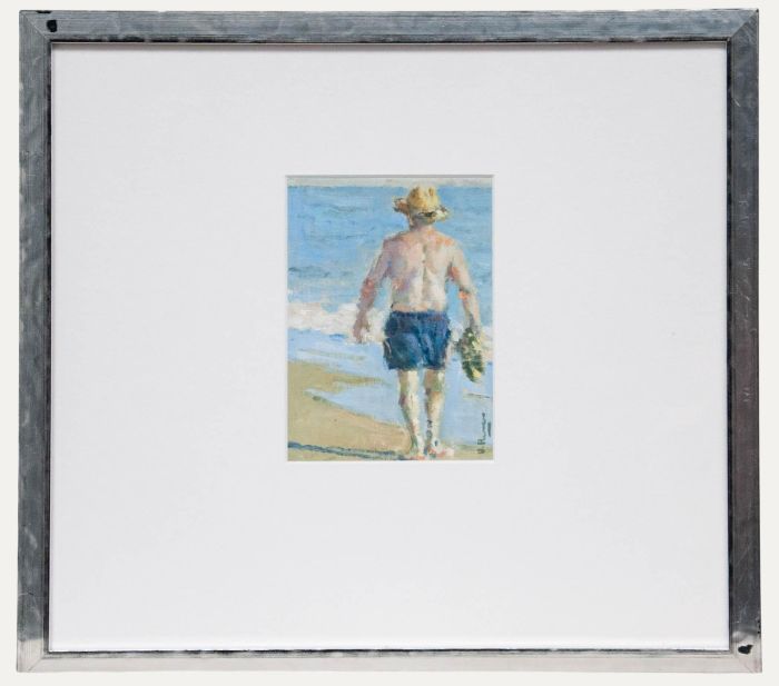 Vincent Herrero - Framed 20th Century Oil, Bather at the Water's Edge