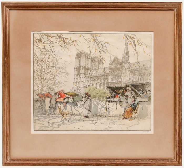 Franz Xaver Wolf - Framed Mid 20th Century Etching, Notre Dame de Paris