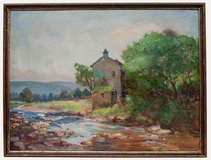 John William Gilroy - Early 20th Century Oil, House on the River