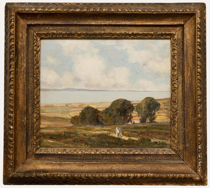 Joseph Vickers De Ville - Early 20th Century Oil, Walking by the Coast