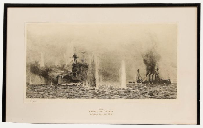 William Lionel Wyllie - Early 20th Century Etching, H.M.S. Warspite & Warrior