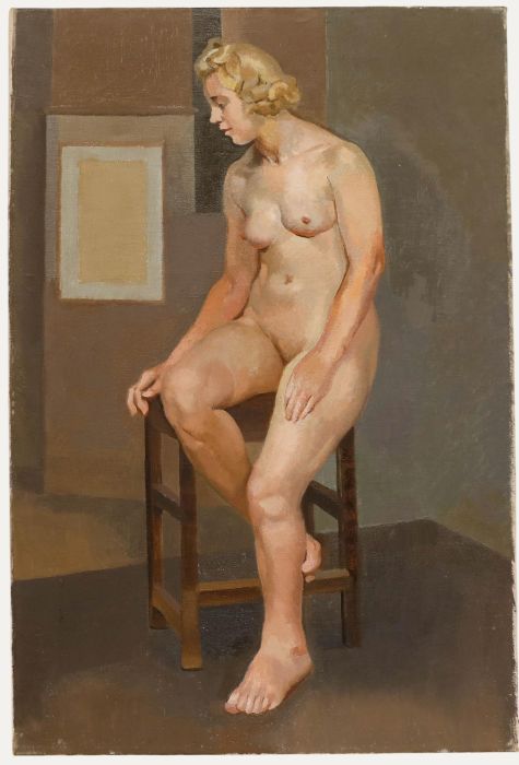 Phoebe Peto Willetts - Mid 20th Century Oil, Female Nude on a Stool