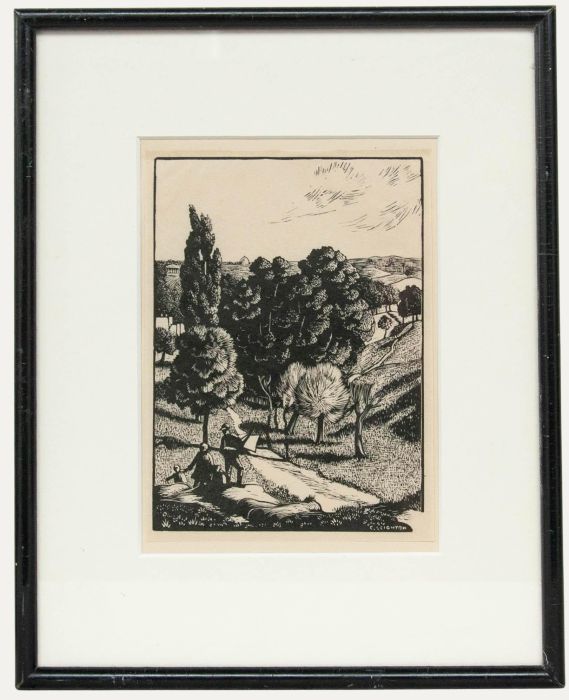 Clare Leighton - Framed Early 20th Century Wood Engraving, Hampstead Heath