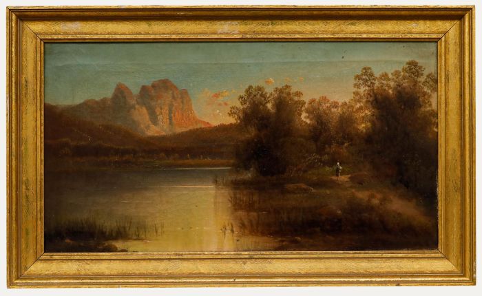 Joseph Wirbicky - 19th Century Oil, Lake at Sunset