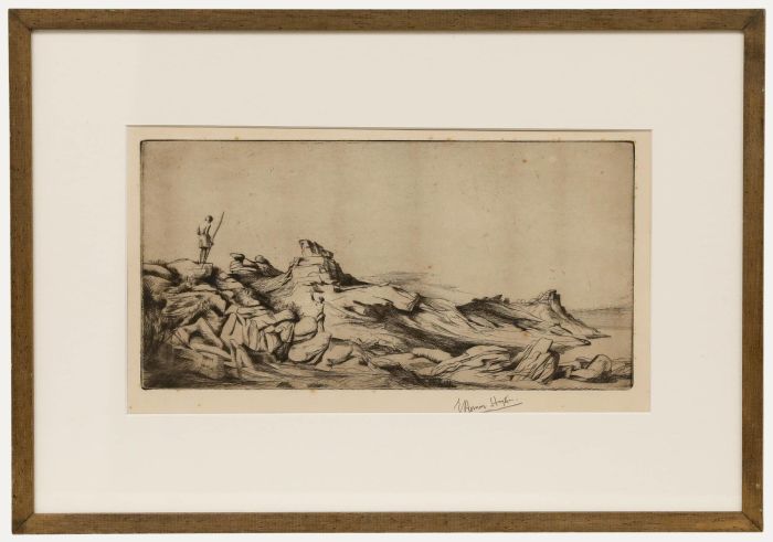 Edward Bouverie Hoyton - Mid 20th Century Etching, Rock Climbing