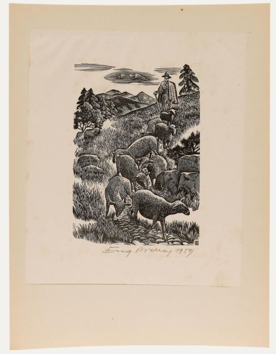 Eugene Pichell - 1959 Wood Engraving, The Return from the Pasturage