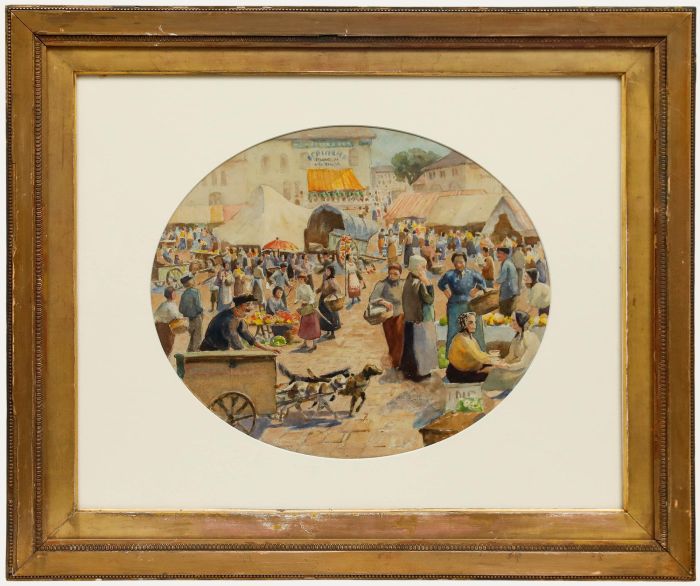 Walter Gooch Schroder - 1928 Watercolour, Market Day
