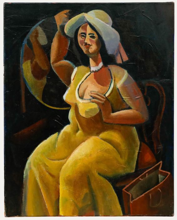 Peter Froste - Contemporary Oil, Woman in the Yellow Dress