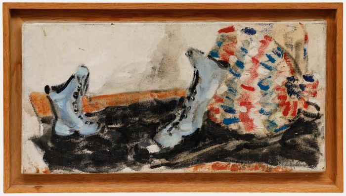 Framed 20th Century Oil - Blue Boots