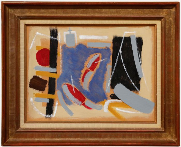 St Ives School - 20th Century Oil, Boats in a Harbour