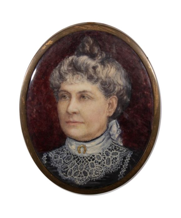 Early 20th Century Watercolour - Miniature Portrait Of A Stern Woman