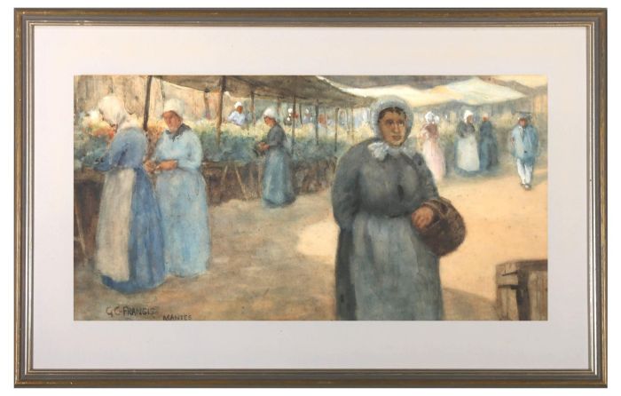 George Charles Francis (1860-1940) -Late 19th Century Watercolour, Mantes Market