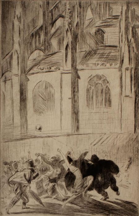 Early 20th Century Drypoint - Le Quatorze Juillet