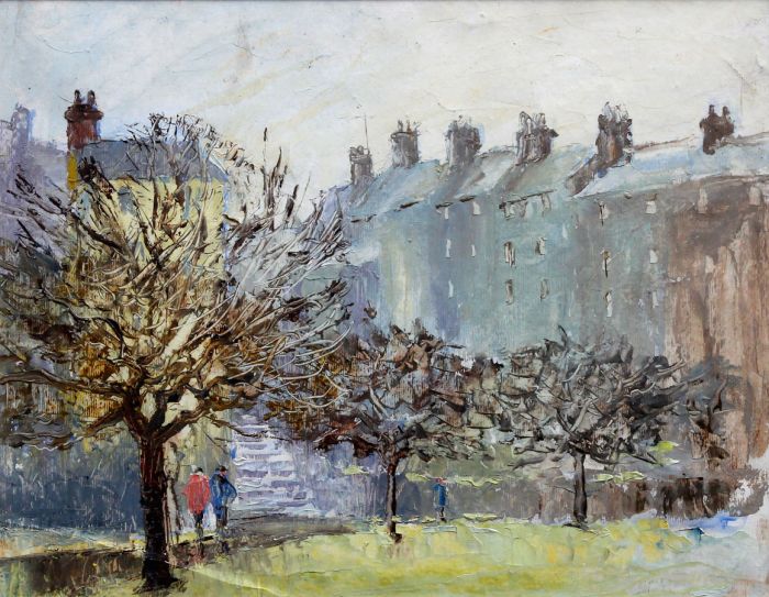Claude Kitto - Oil on Board, Stroll Through the Park