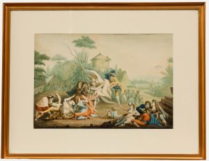 Attrib. Johann Heinrich Ramberg (1763-1840) - Watercolour, A Village Fair