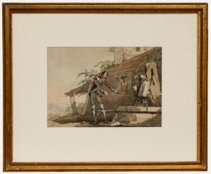 Attrib. John Augustus Atkinson - Watercolour, Don Quixote Outside the Inn