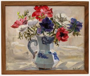 Kohler - Framed 20th Century Oil, Flowers in a Porcelain Jug