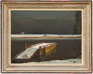 Piet Lippens (1890-1981) - Mid 20th Century Oil, Jetty at Midnight