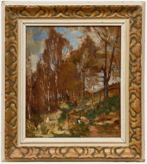 Attributed to Thomas Hamilton Crawford - Early 20th Century Oil, An Autumn Walk