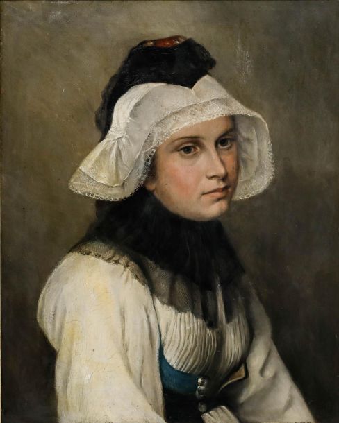 Mid 19th Century Oil - Lady in a Dutch Bonnet