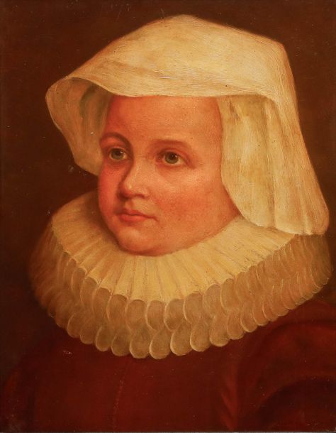 19th Century Oil - Girl with Ruff