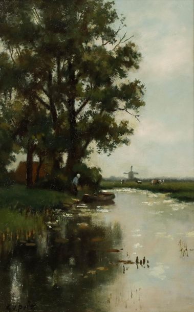 Godfried van Pelt - Framed Early 20th Century Oil, Heading Out on the Boat