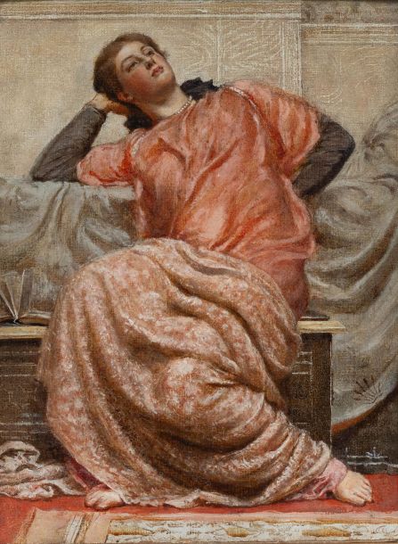 Albert Joseph Moore - Framed Early 20th Century Oil, An Open Book