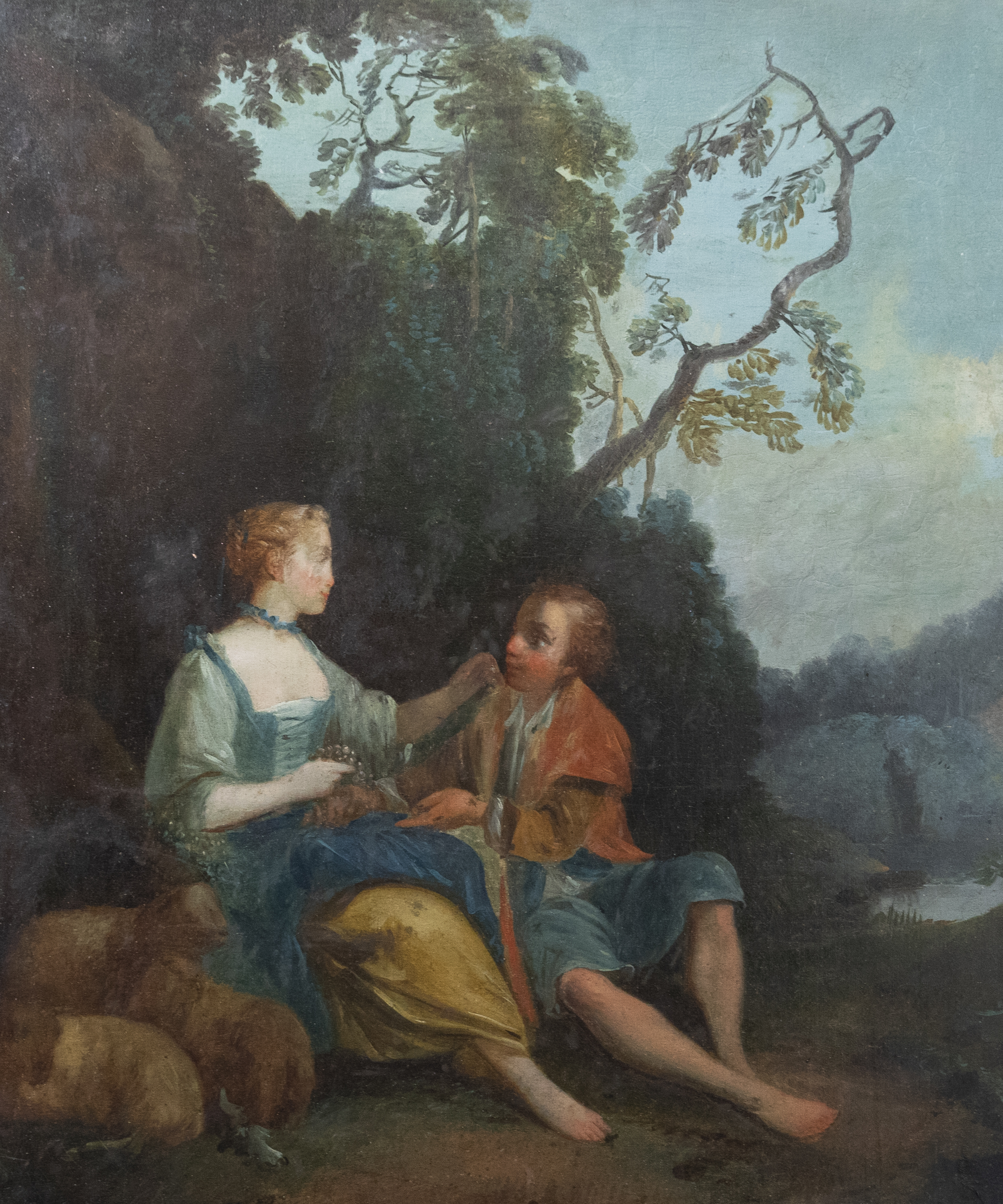 Manner of Francois Boucher – 18th Century Oil, Lovers in Autumn