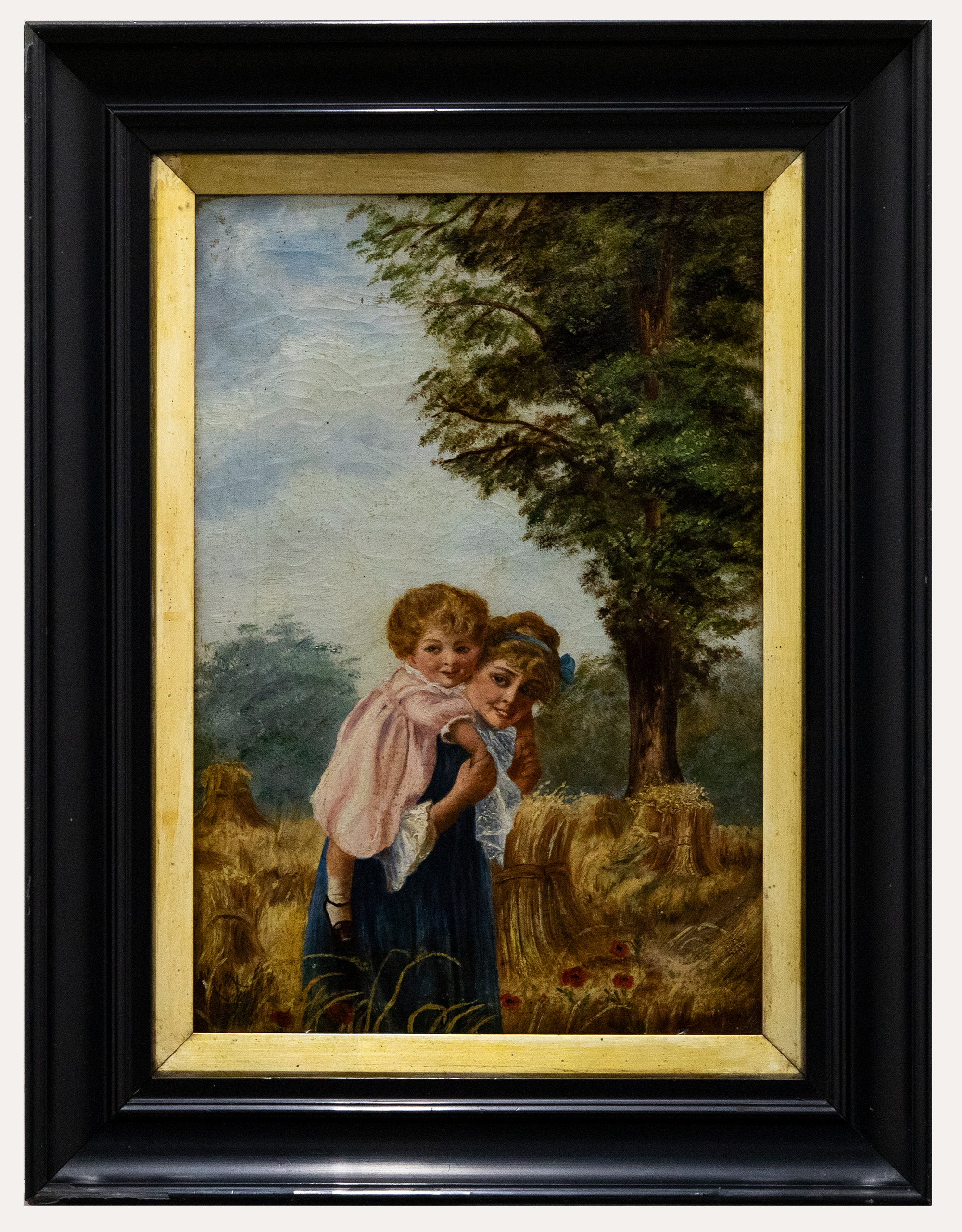 K.K – Framed 19th Century Oil, In the Wheat Fields