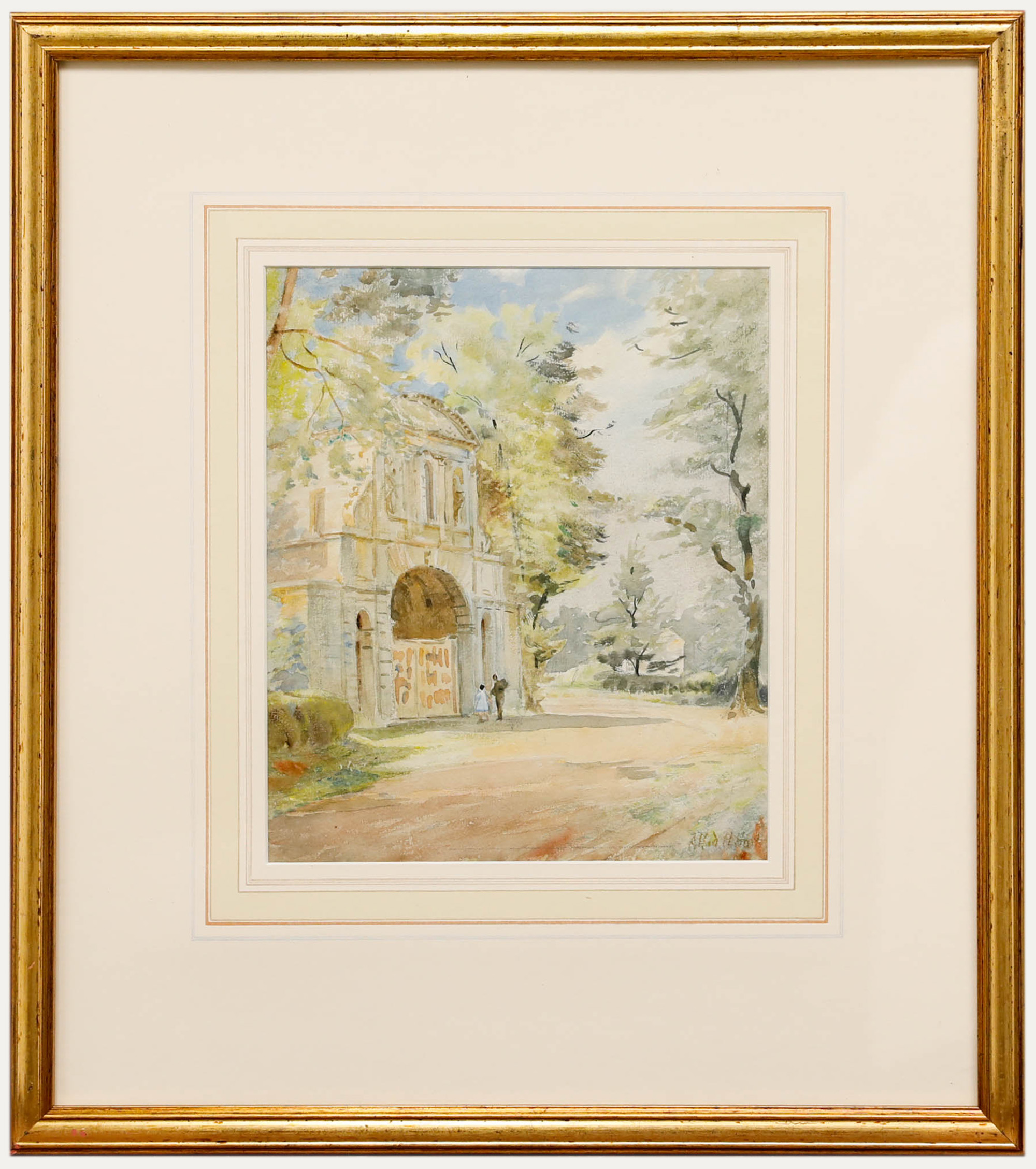 Alfred Henry Hart (1866-1953) - Aquarelle encadrée, admirant le vieux Temple Bar, oeuvre d'art ancienne vintage originale
