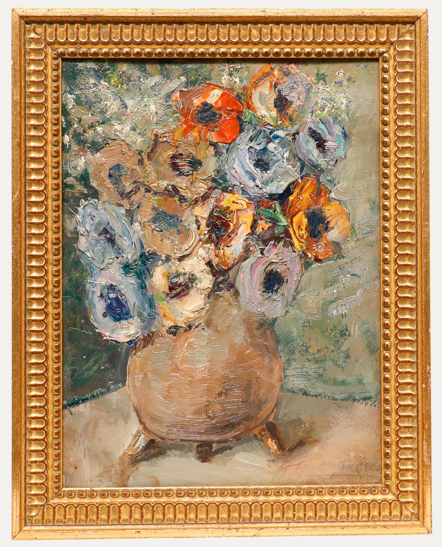 Framed 20th Century Oil - Bouquet of Anemones | eBay