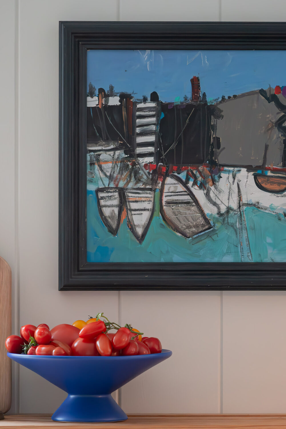 Summer artwork hung in an interior setting