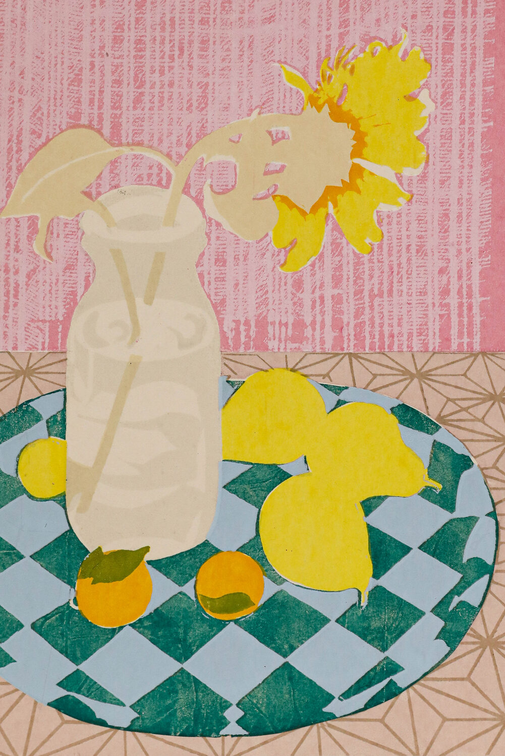 Summer artwork hung in an interior setting